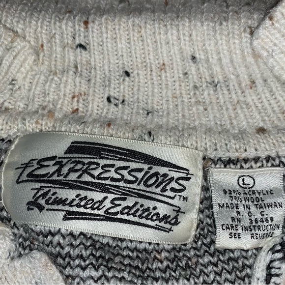 v i n t a g e :: Slouchy Chevron Grandpa Knit Sweater - Picture 6 of 12